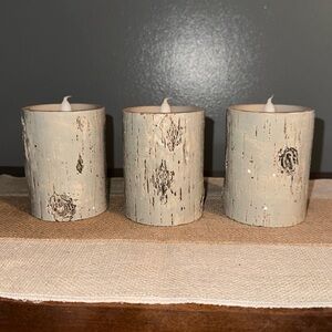 Rustic Birch LED Candle Set in Cream - Unbranded
